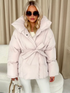 Fashion Lace Up Cotton Jacket Women Casual Stand Collar Single Breasted Pocket Loose Outerwears Lady Winter Daily Street Jackets
